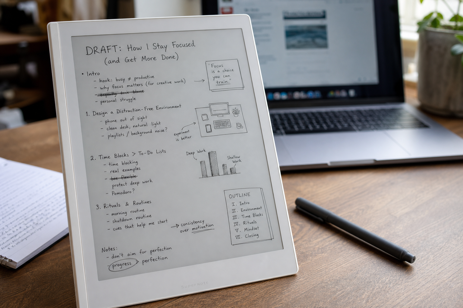 My Supernote as a thinking workspace